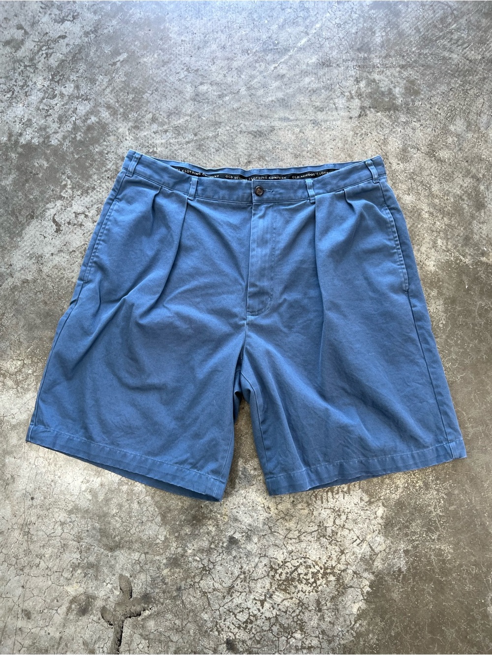 Vintage Old School Clothing Co Pleated Chino Shorts Blue Men 35